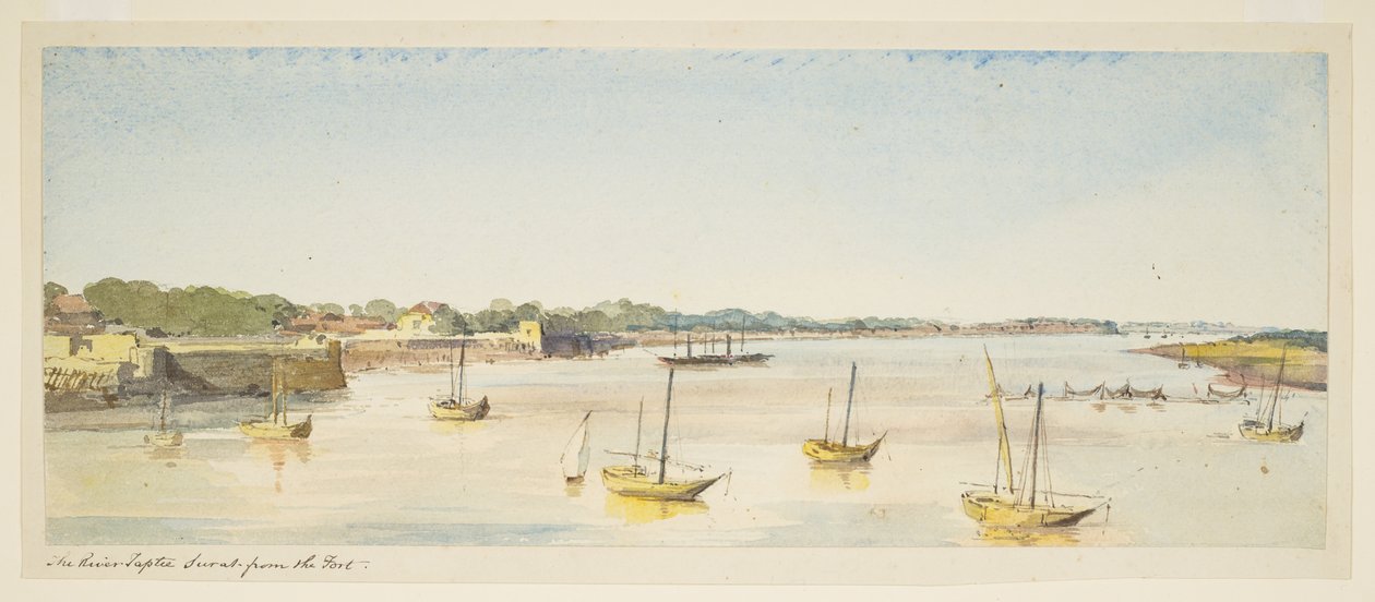 Fluss Taptie, Surat vom Fort (Boote) von William Carpenter