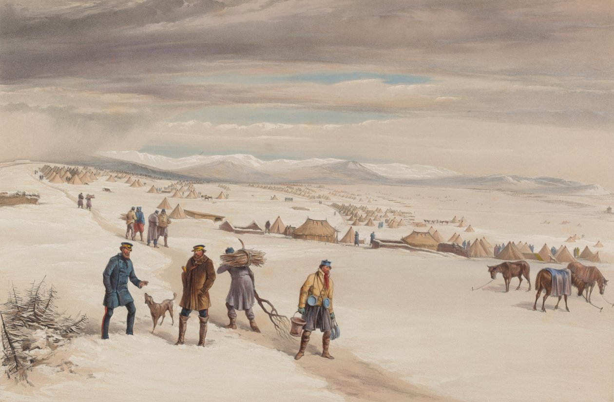Das Lager der zweiten Division, Blick nach Osten. Januar 1855 von William Crimea Simpson
