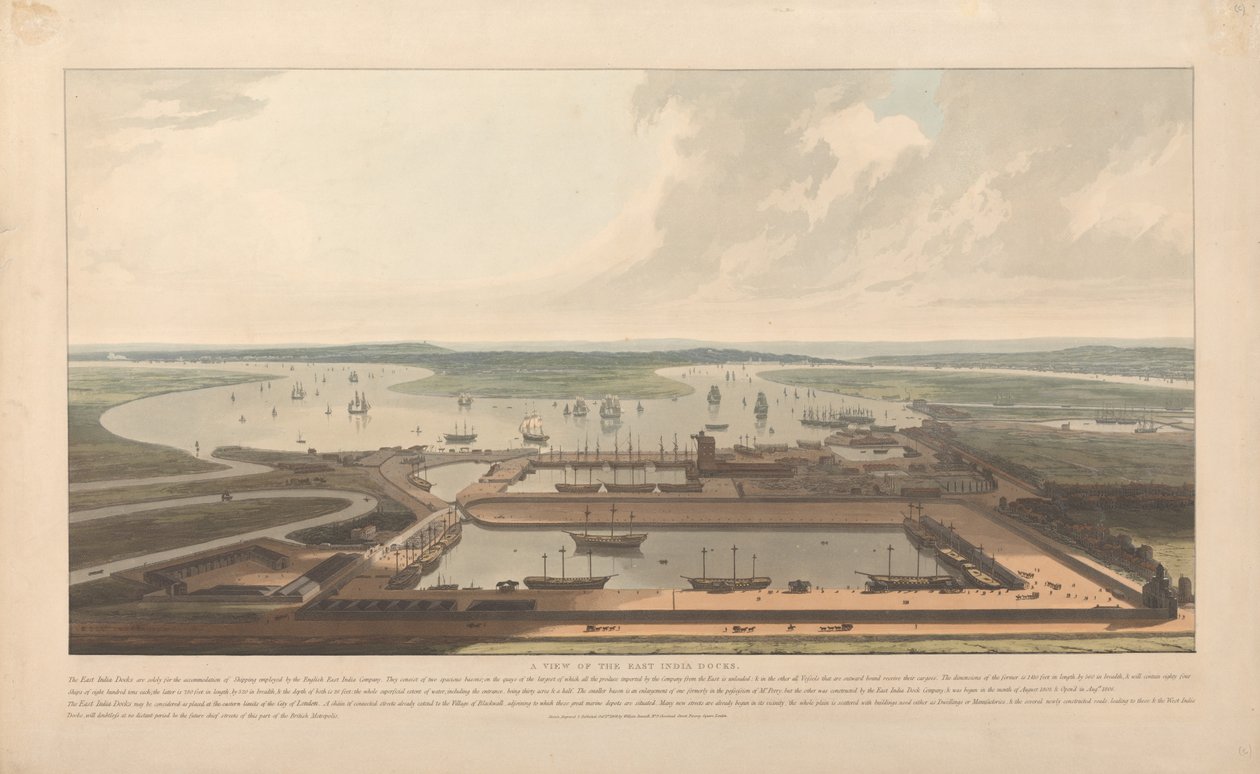 Ein Blick auf die East India Docks von William Daniell