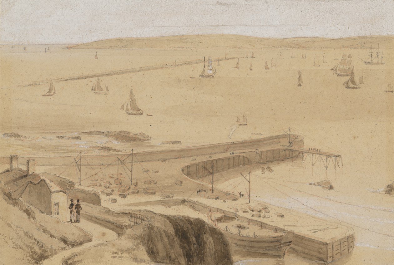 Studie für Kai bei Straddon Point in der Nähe von Plymouth von William Daniell