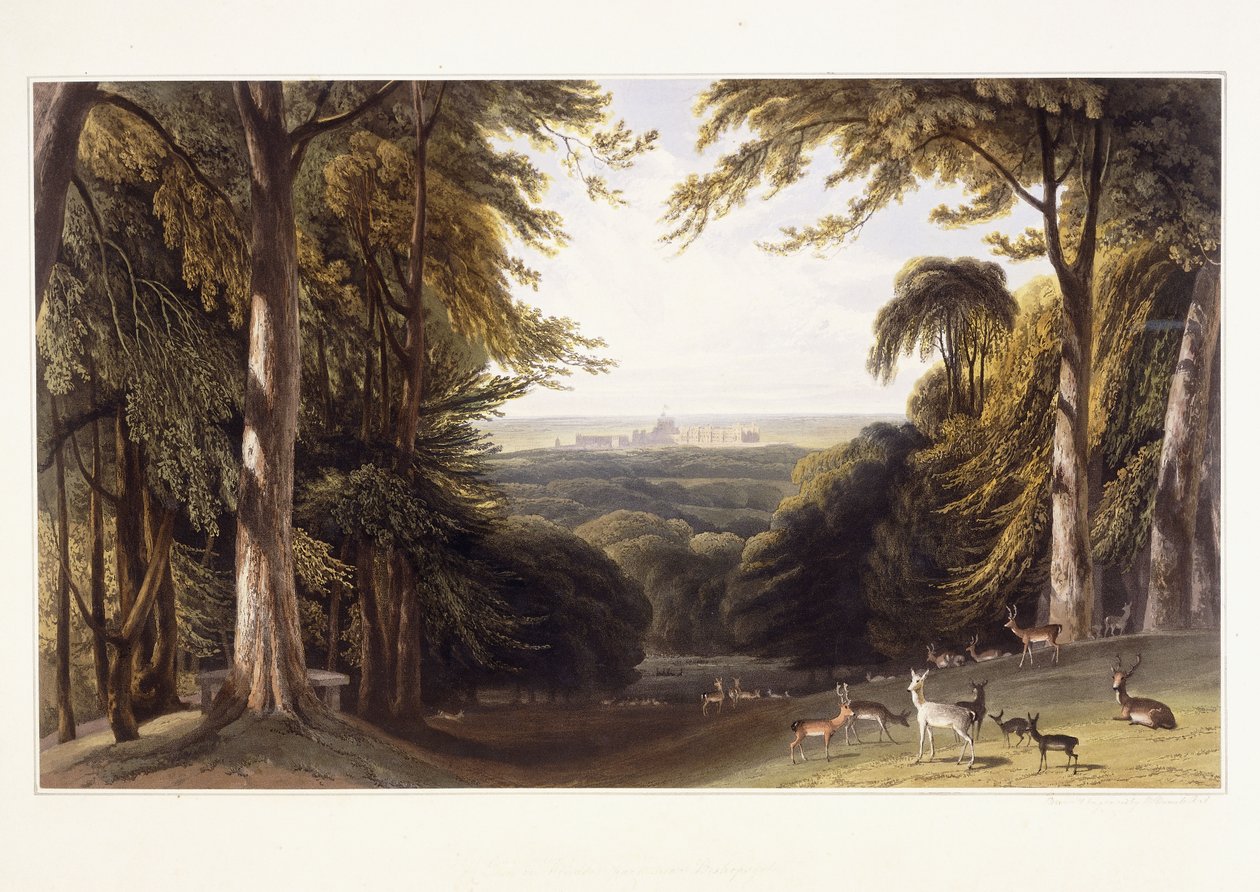 Schloss Windsor vom Hirschpark aus, ca. 1827-1829 von William Daniell