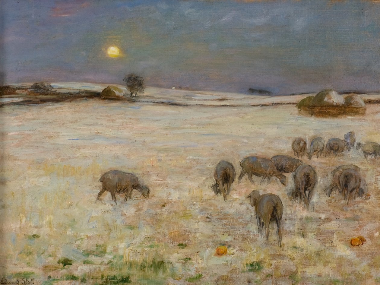 Schafe im Schnee von William Edward Stott