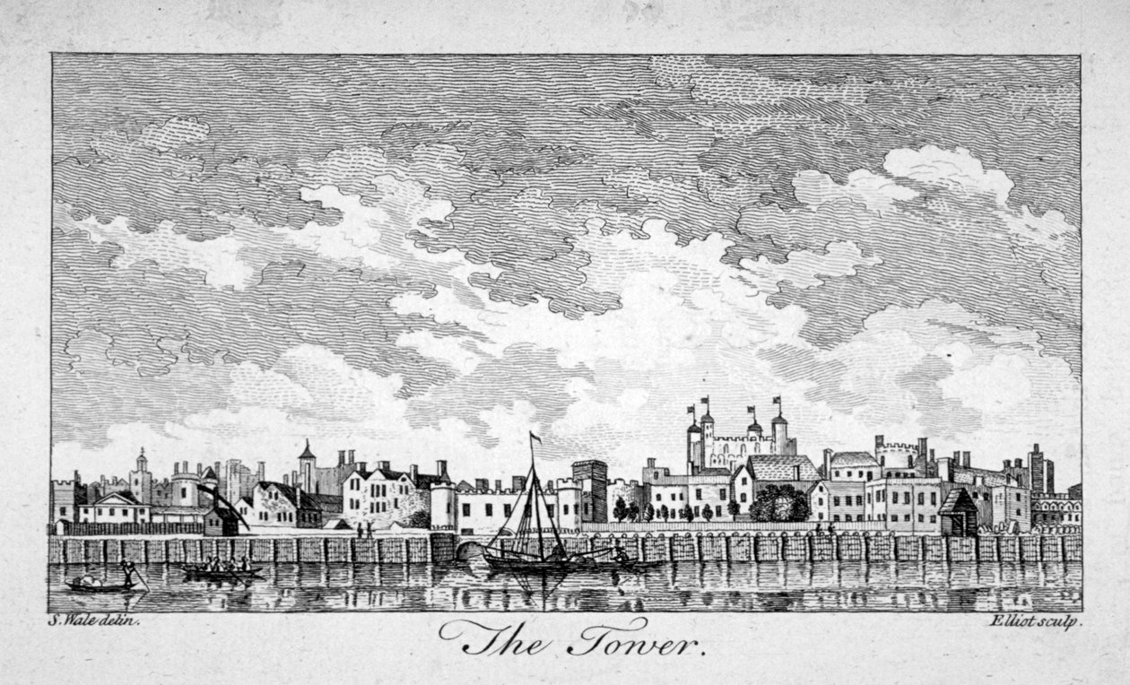 Südansicht des Tower of London mit Booten auf der Themse, 1761 von William Elliot