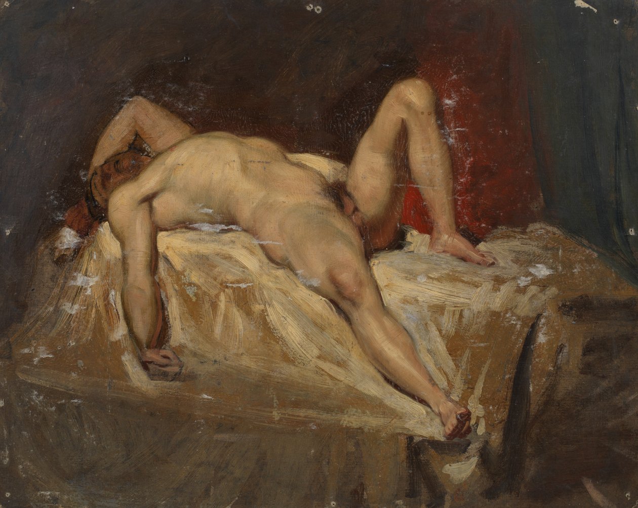 Liegender männlicher Akt, erhobenes linkes Knie von William Etty