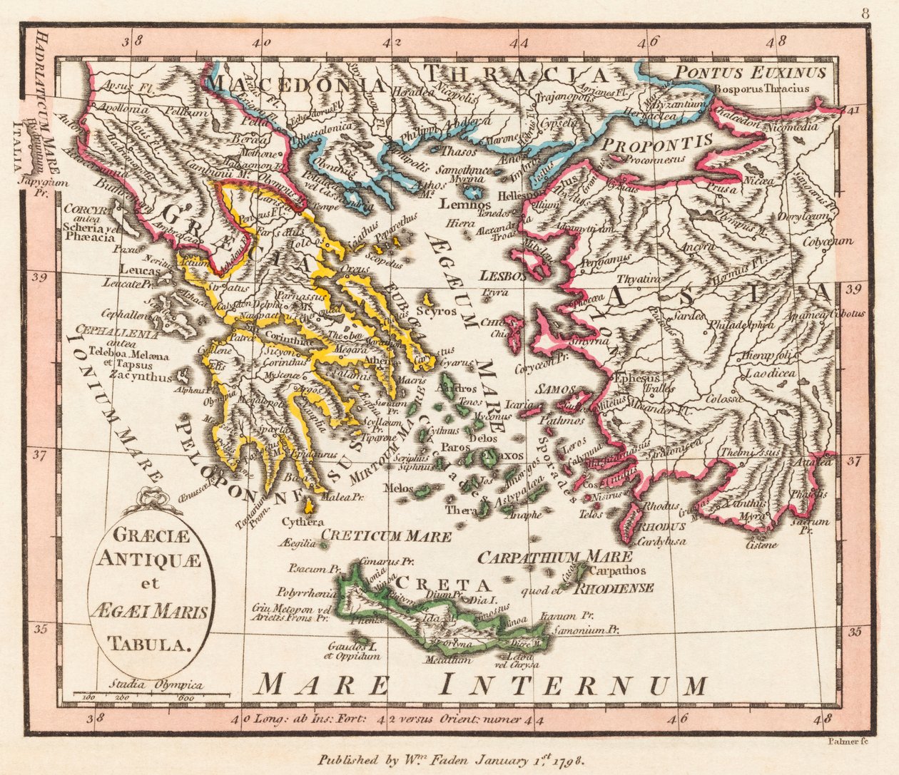 Antikes Griechenland. Ägäisches Meer. Kleinasien. Karte. von William Faden