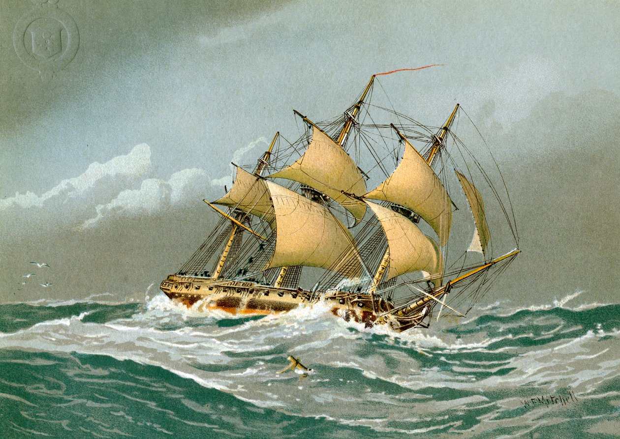 Eine königliche Marine-Fregatte mit 28 Kanonen, um 1794 um 1890-1893 von William Frederick Mitchell