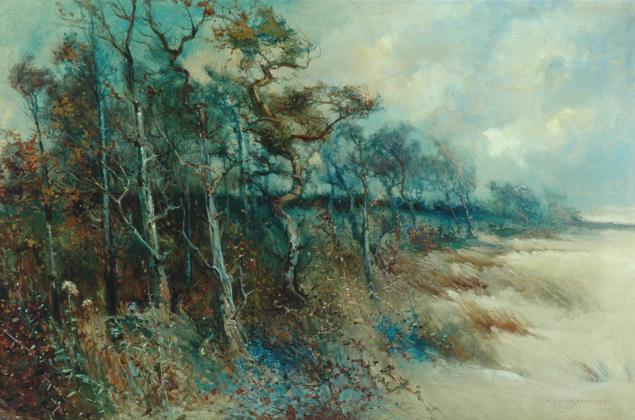 Bäume in einer sandigen Landschaft, Heysham, 1915 von William H. Parkinson
