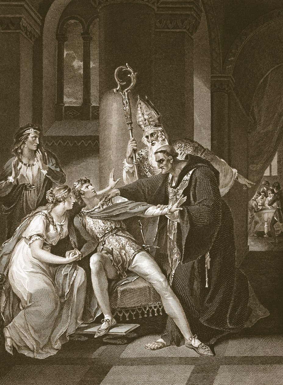Edwy und Elgiva, graviert von Isaac Taylor, Illustration aus David Humes 