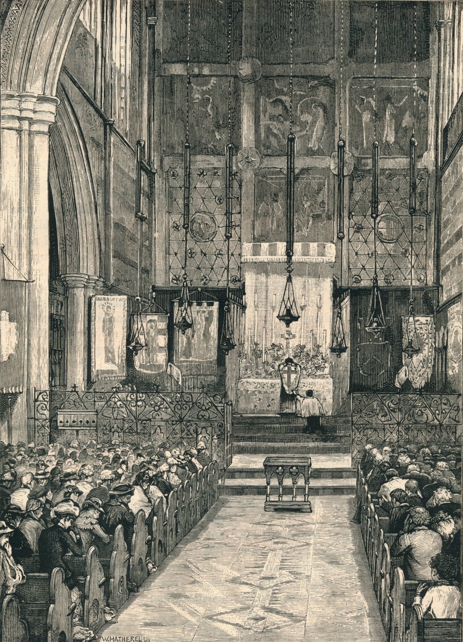 Innenraum der St. Albans Kirche, Holborn, spätes 19. Jahrhundert von William Hatherell