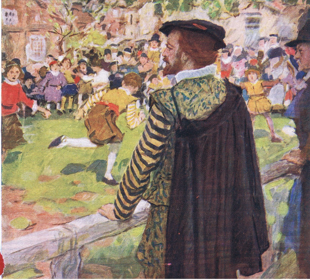 Shakespeare beobachtet Kinder beim Spielen in der Nähe von Temple Bar, aus My Magazine, veröffentlicht 1922 von William Hatherell