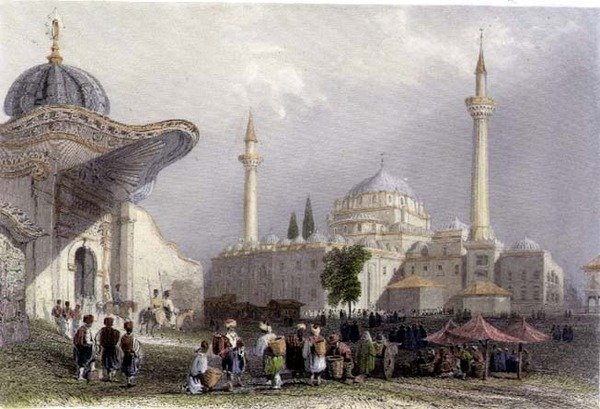 Die Moschee von Bajazet mit dem Seraskier-Tor, Istanbul, gestochen von H. Griffiths, ca. 1850 (Aquatinta) von William Henry (after) Bartlett