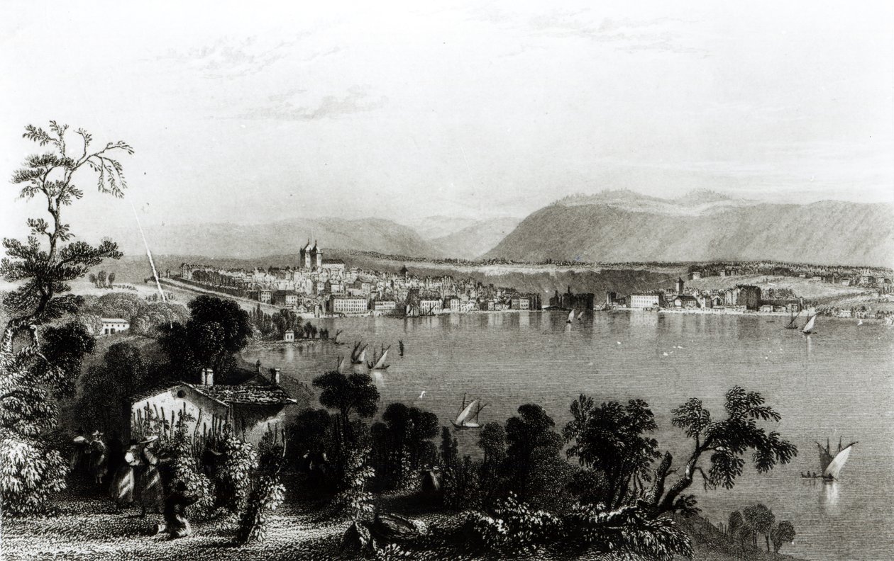 Genf von Coligny, graviert von Robert Wallis von William Henry Bartlett