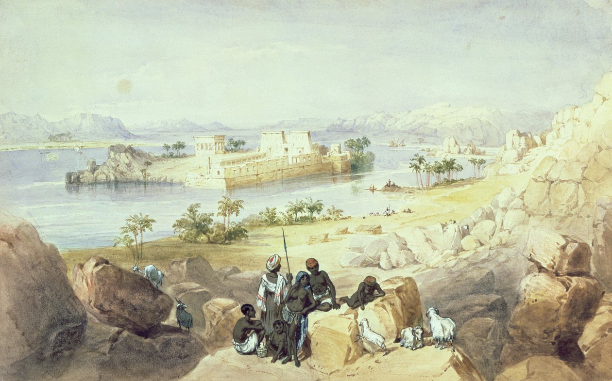 Die Insel Philae, Blick auf den Nil von William Henry Bartlett