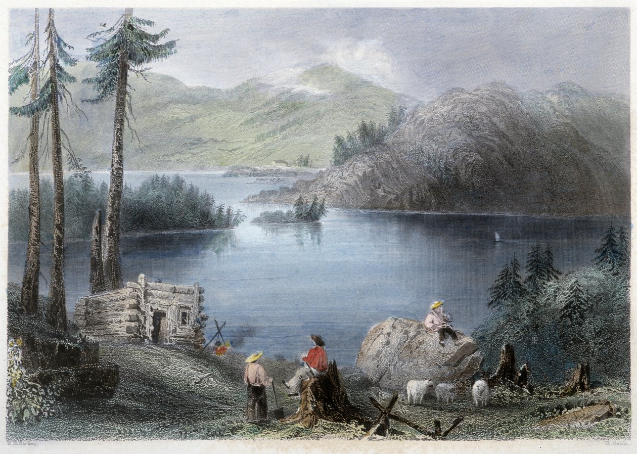 Blick auf den See und das Ufer - in „Canadian Scenery Illustrated“ von Bartlett W. H. von William Henry Bartlett