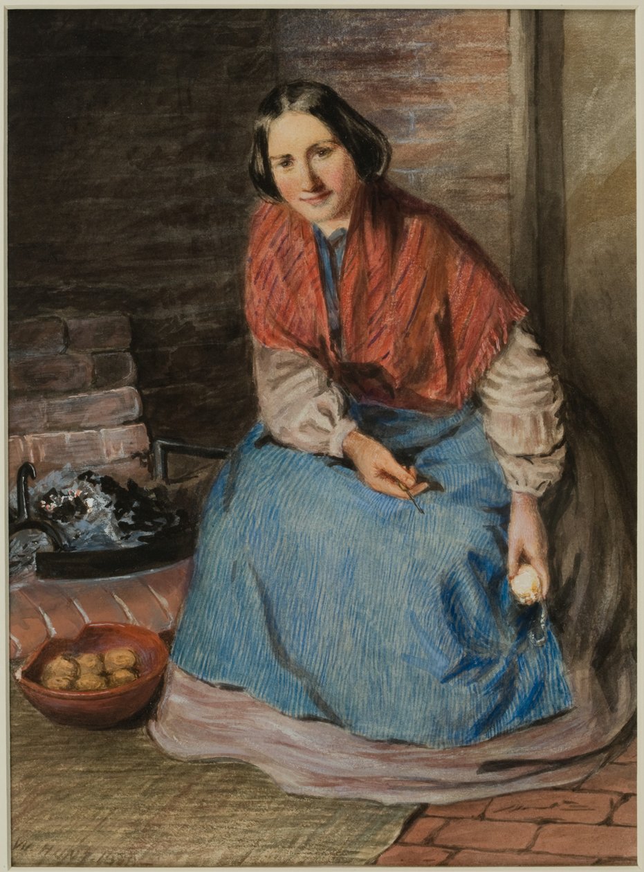 Frau schält Äpfel von William Henry Hunt