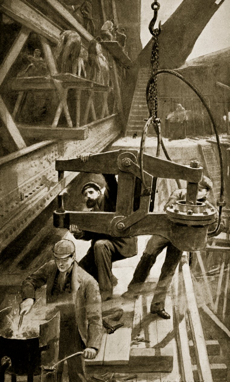 Hydraulisches Nieten an der Forth Bridge von William Henry Margetson