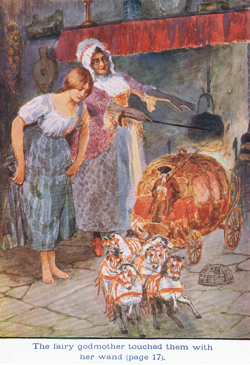 Die gute Fee berührte sie mit ihrem Zauberstab, Aschenputtel, 1925 von William Henry Margetson
