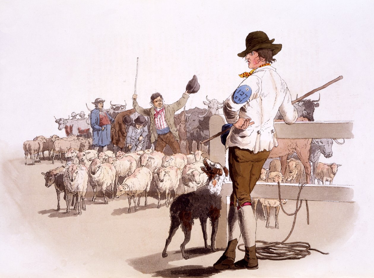 Hirten von Schafen und Rindern, aus The Costumes of Great Britain, veröffentlicht von Henry Miller, 1805 von William Henry Pyne