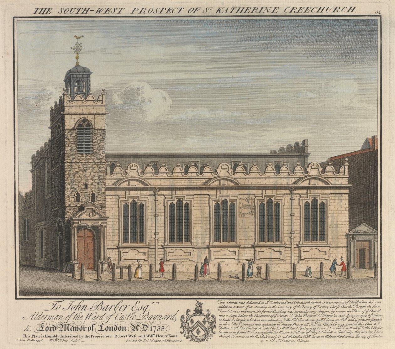 Die Südwestansicht der St. Katherine Cree Kirche von William Henry Toms