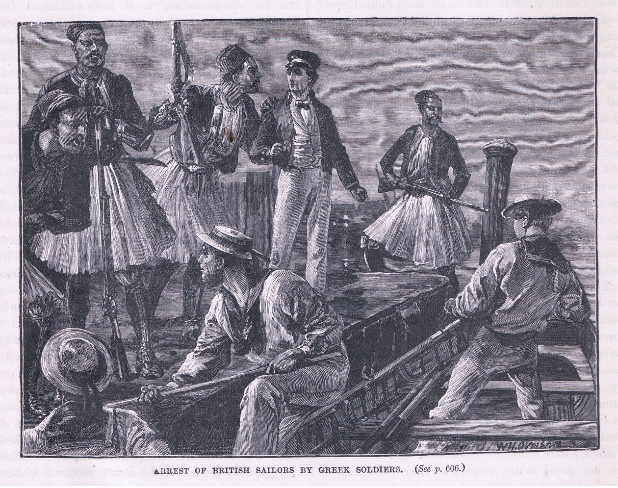 Verhaftung der britischen Matrosen durch griechische Soldaten, 1850 von William Heysham Overend