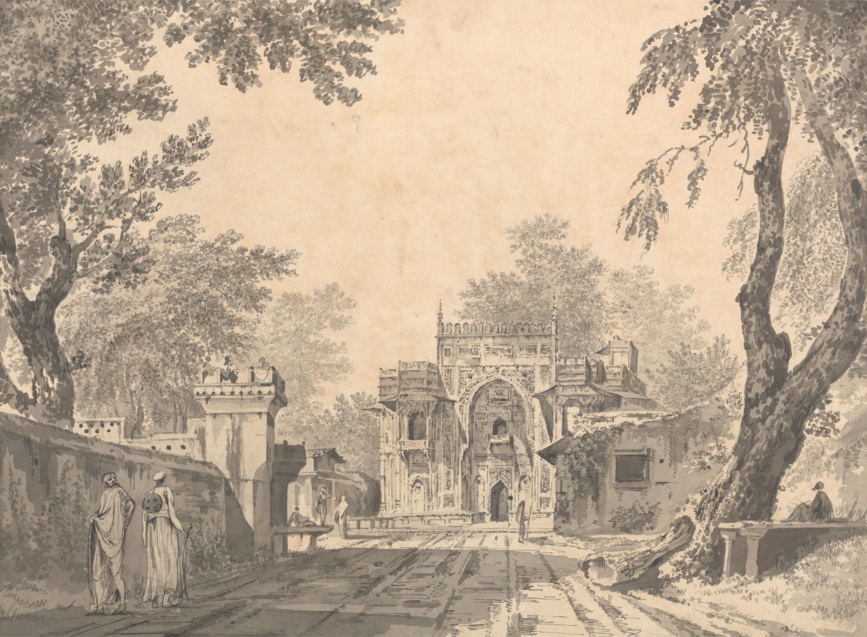 Ansicht einer Moschee in Chunar Gur [Chunargarh] von William Hodges