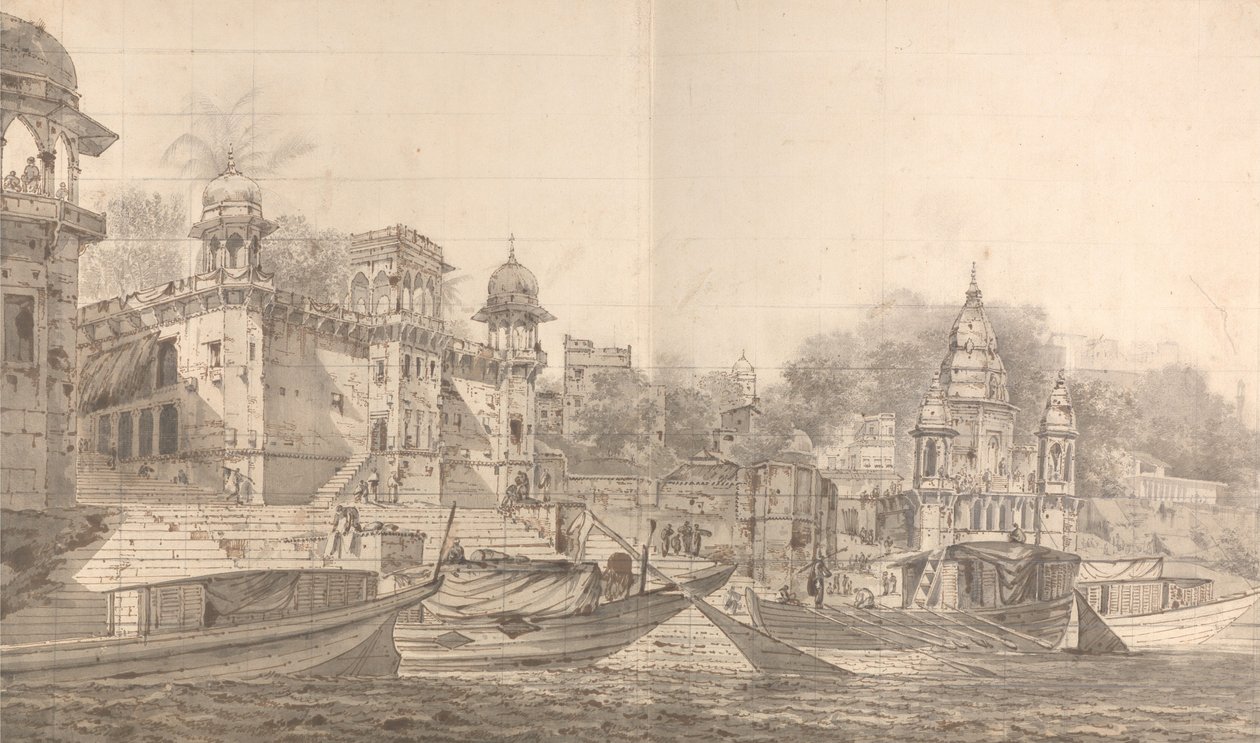 Ansicht eines Teils der Stadt Benares von William Hodges