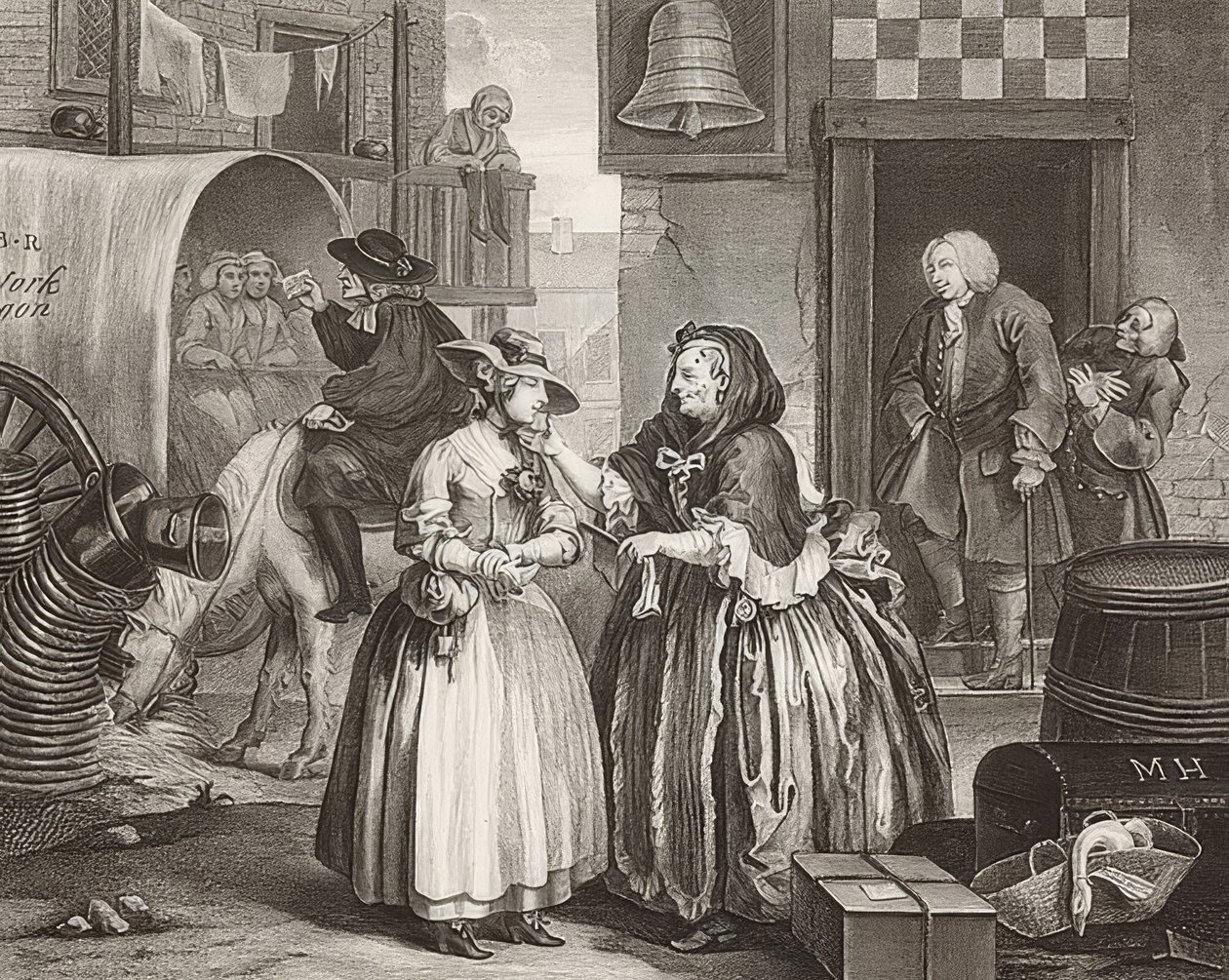 Der Weg einer Dirne, Blatt 1: Ankunft in London. 1732 von William Hogarth