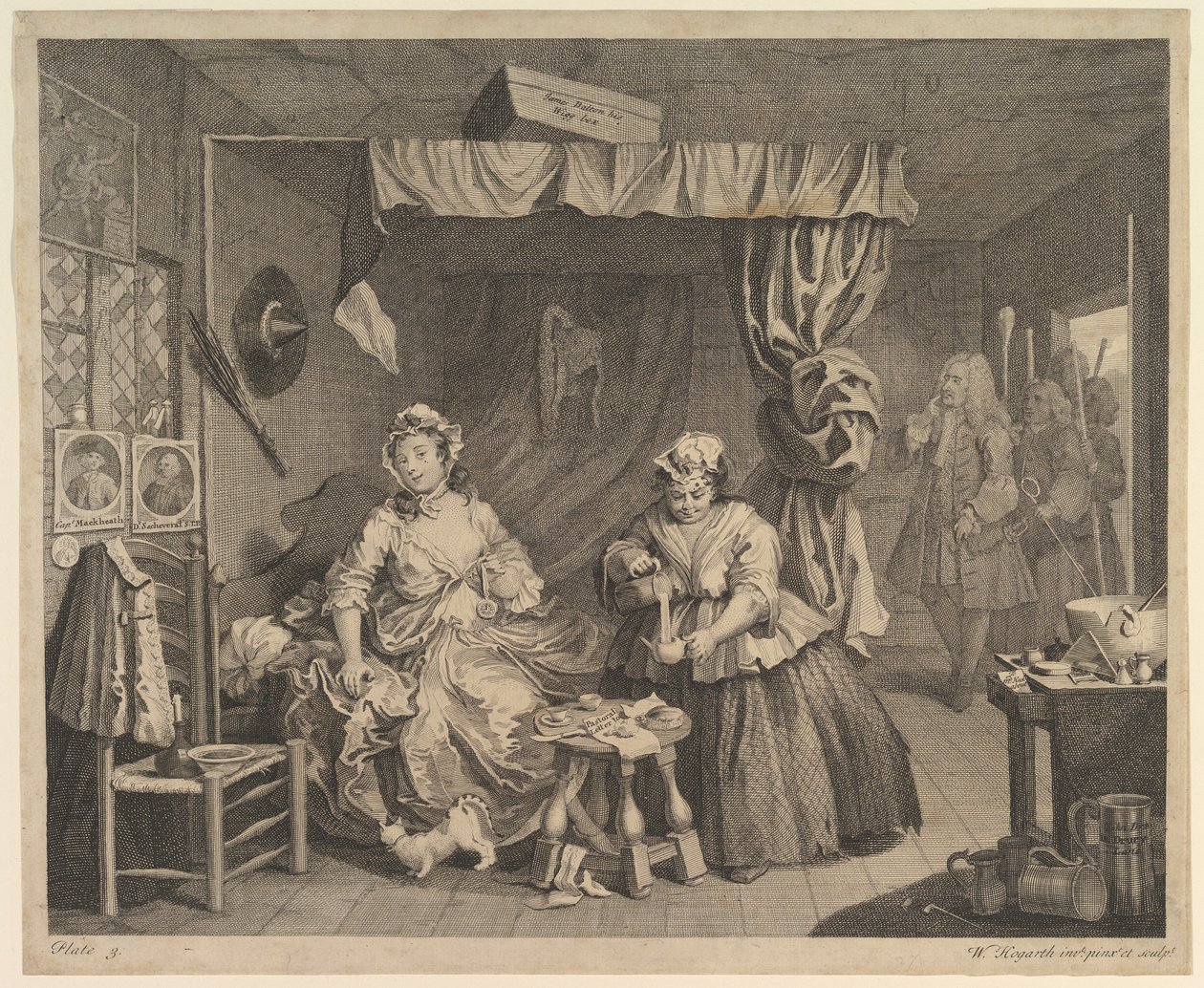 Der Lebenslauf einer Dirne, Tafel 3 von William Hogarth