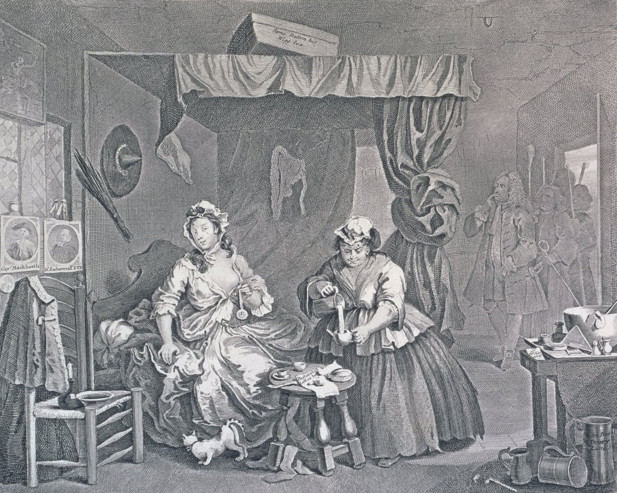 Der Lebensweg einer Dirne, Platte Drei: Von einem Magistrat verhaftet, 1732 von William Hogarth