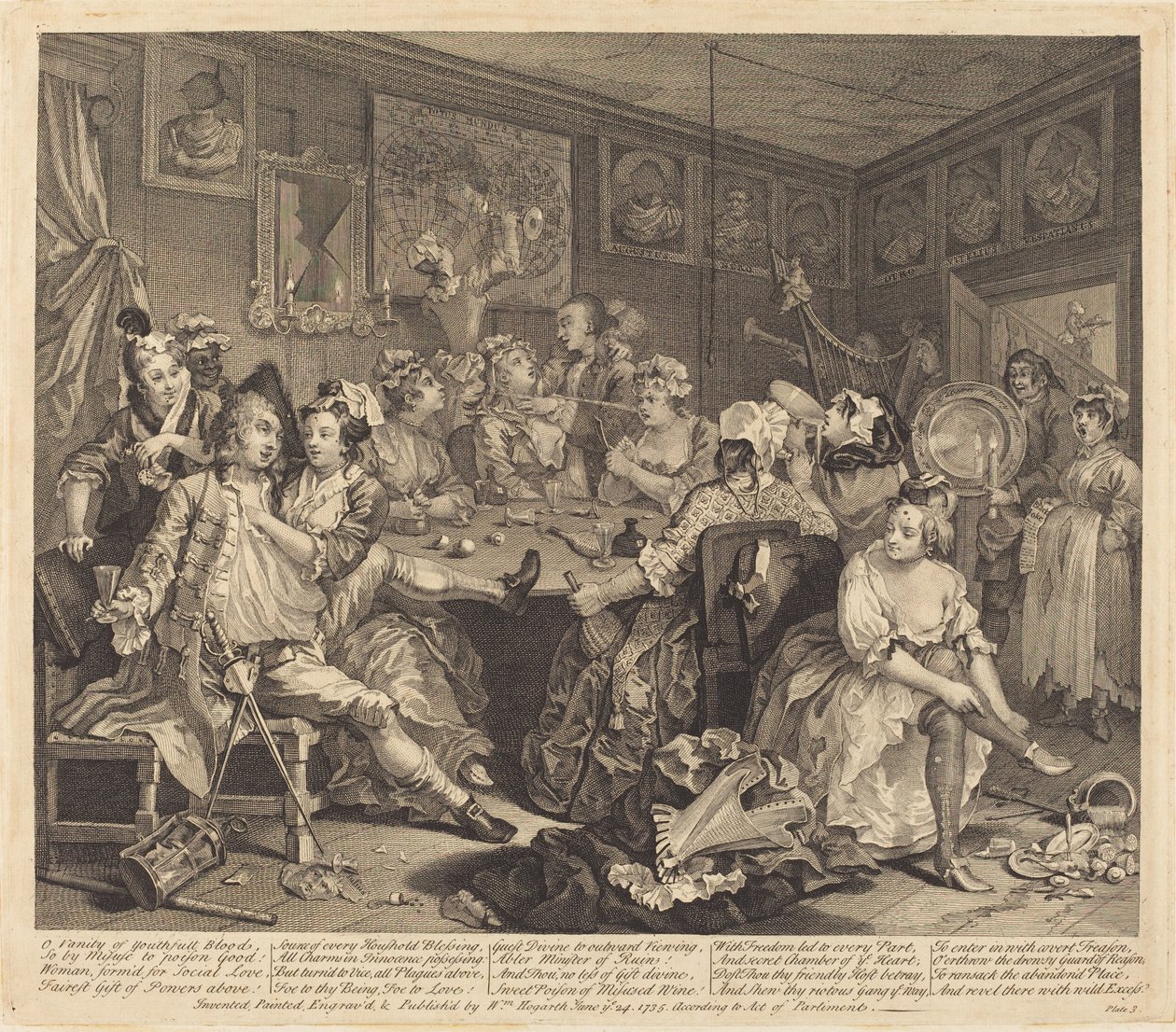 Der Lebensweg eines Wüstlings: Tafel 3 von William Hogarth