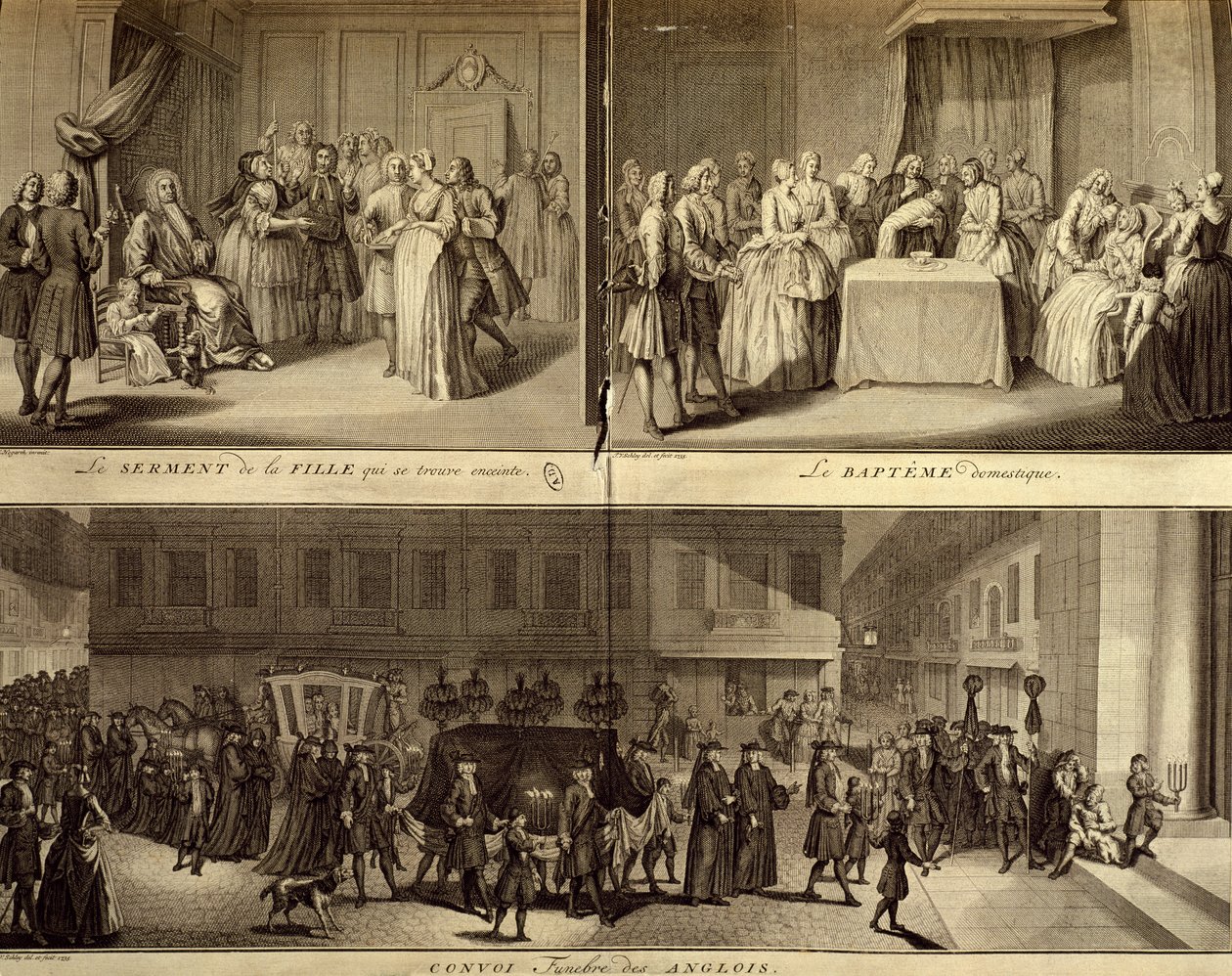 Urteil über eine junge schwangere Frau, Taufe und Beerdigung von William Hogarth