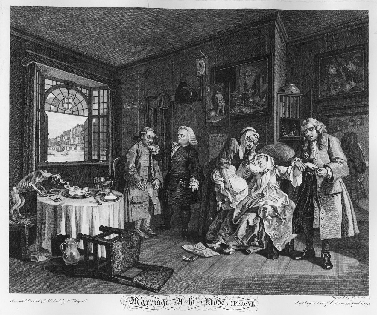 Heiratsmode, Platte VI, Der Tod der Dame von William Hogarth