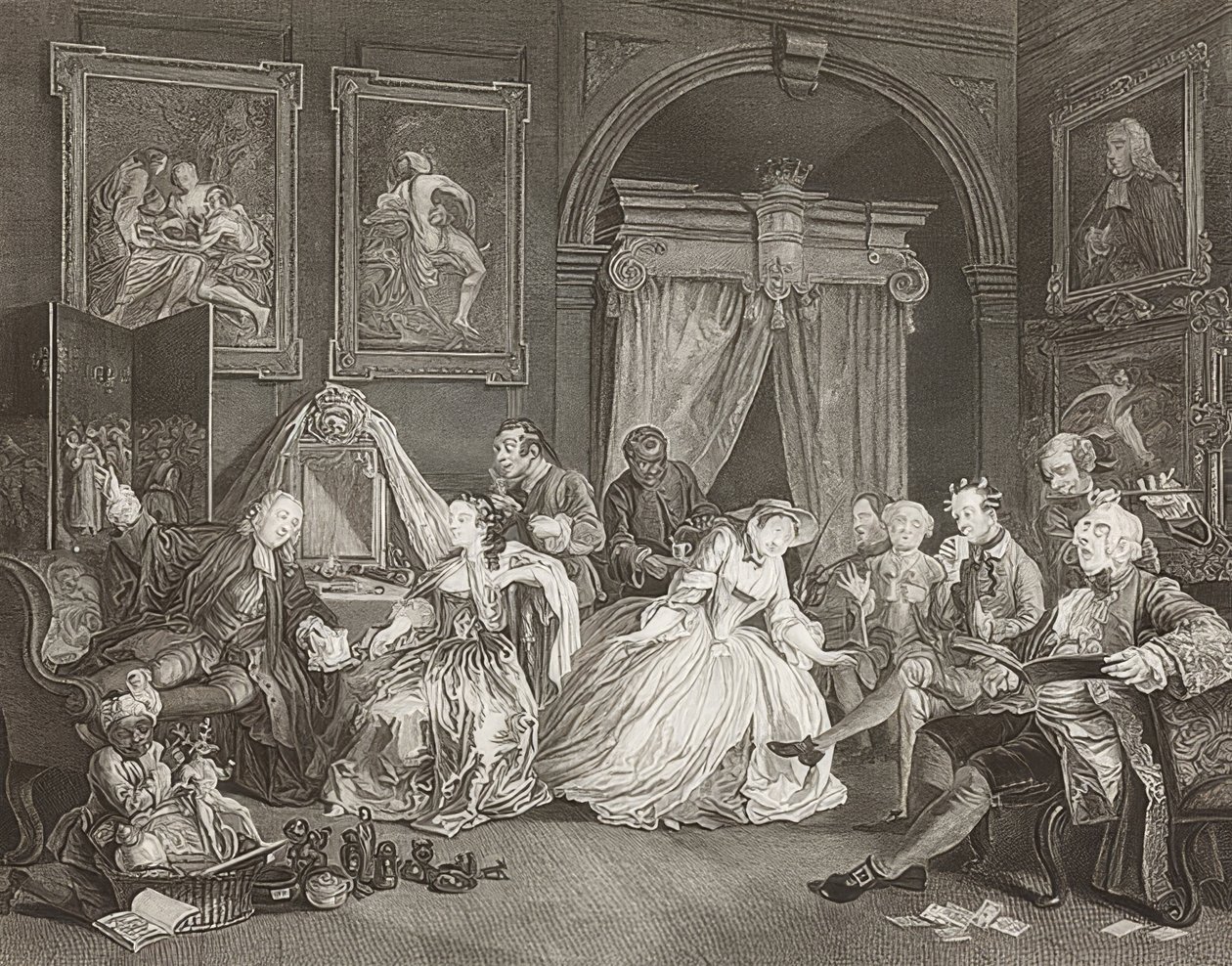 Heirat nach der Mode. Blatt 4: Das Lever der Gräfin von William Hogarth