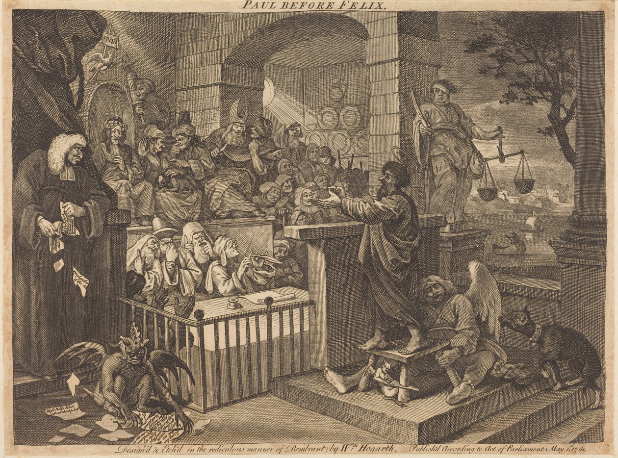Paulus vor Felix als Burleske von William Hogarth