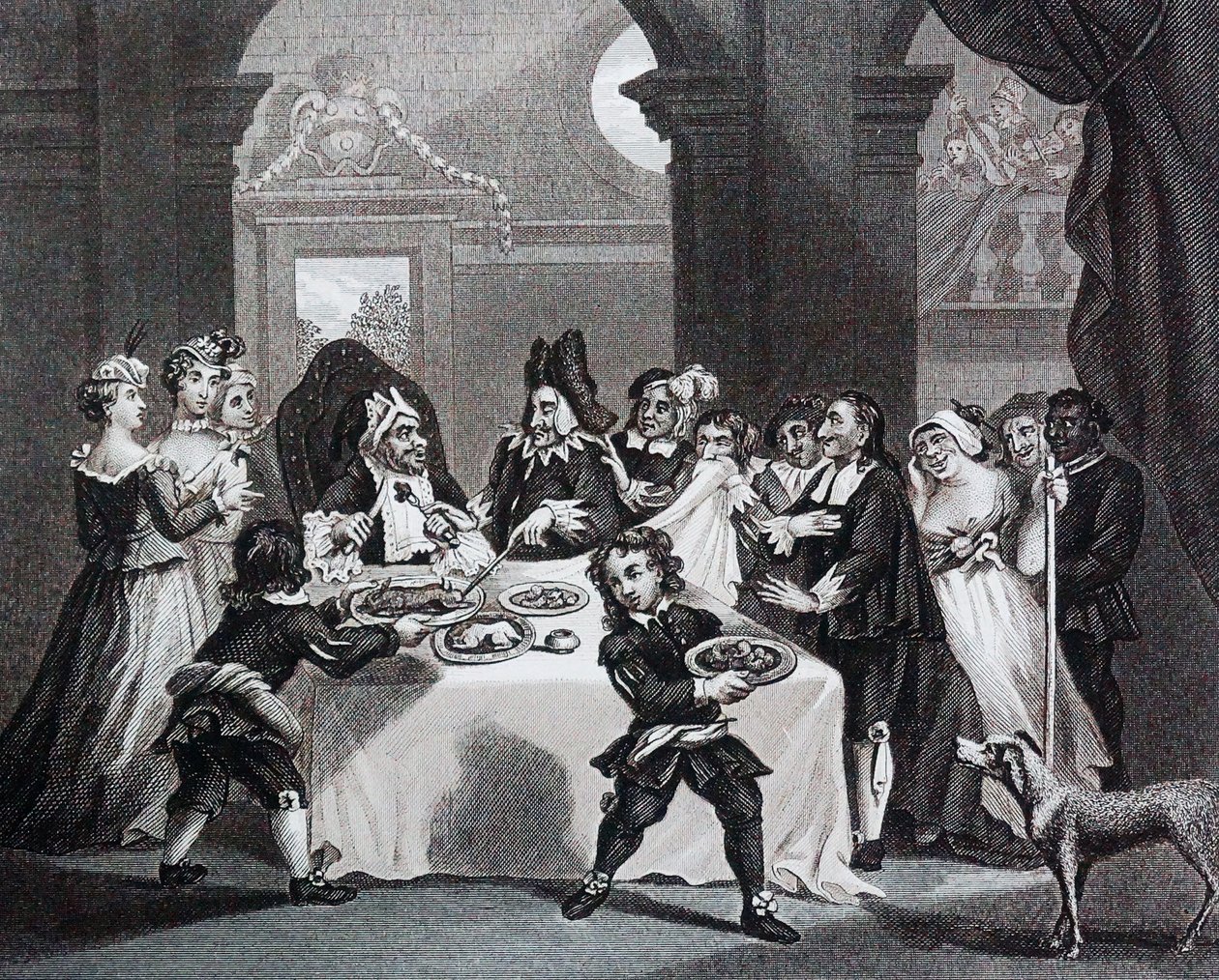 Sancho beim Festmahl, ausgehungert von seinem Arzt von William Hogarth von William Hogarth