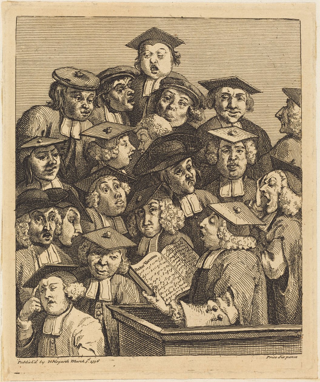 Gelehrte bei einer Vorlesung von William Hogarth