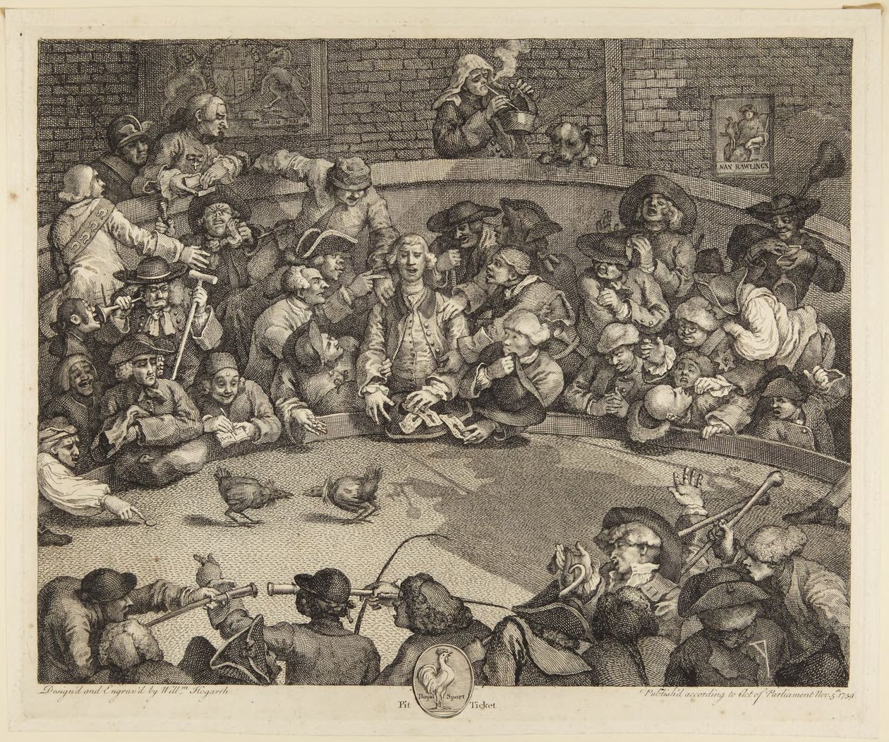 Die Hahnenkampfarena von William Hogarth