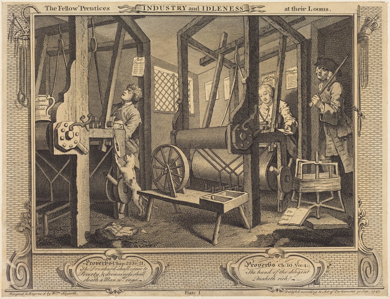 Die Mitlehrlinge an ihren Webstühlen von William Hogarth