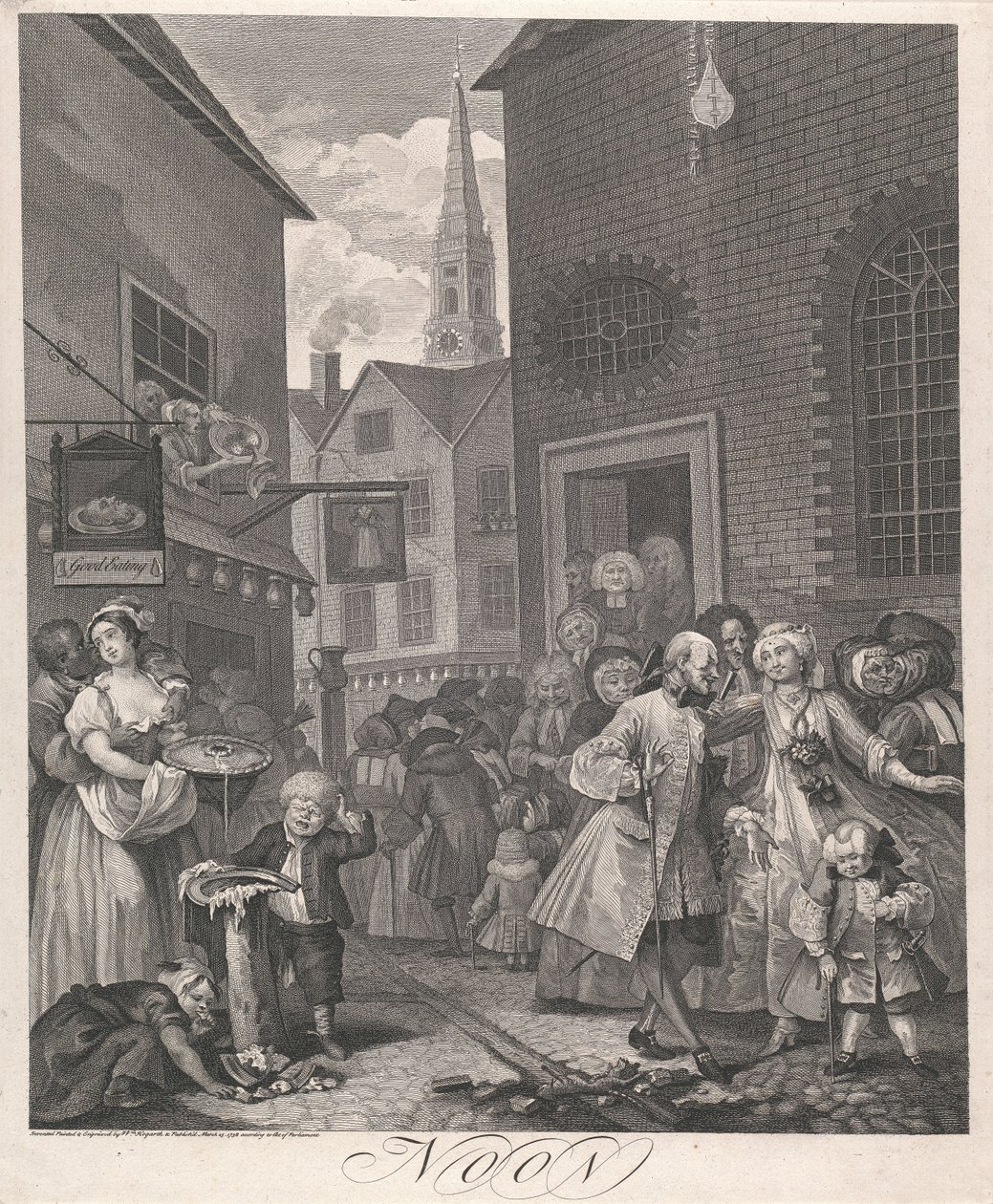 Die vier Tageszeiten, Platte II: Mittag von William Hogarth