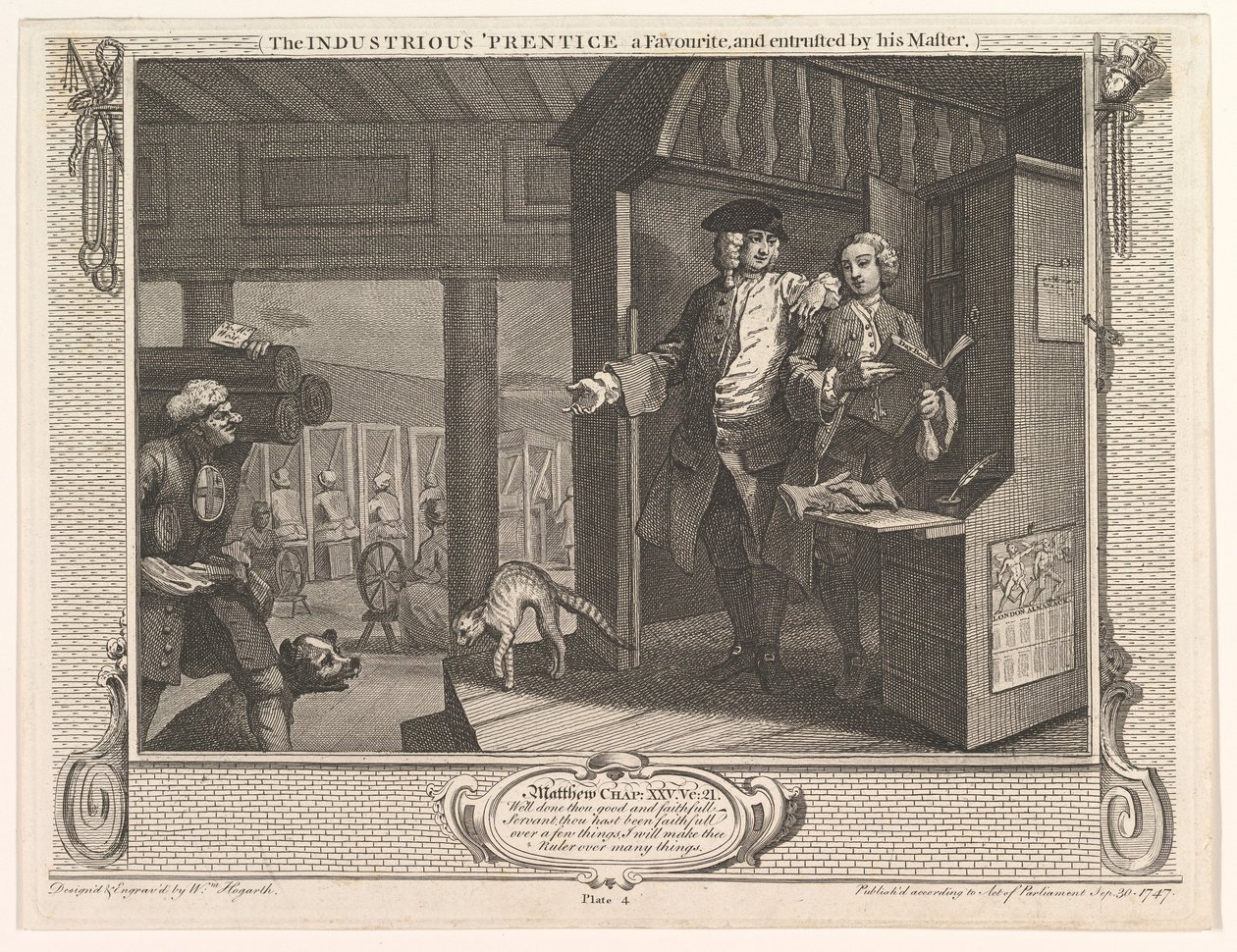 Der fleißige Lehrling, ein Favorit und von seinem Meister vertraut von William Hogarth