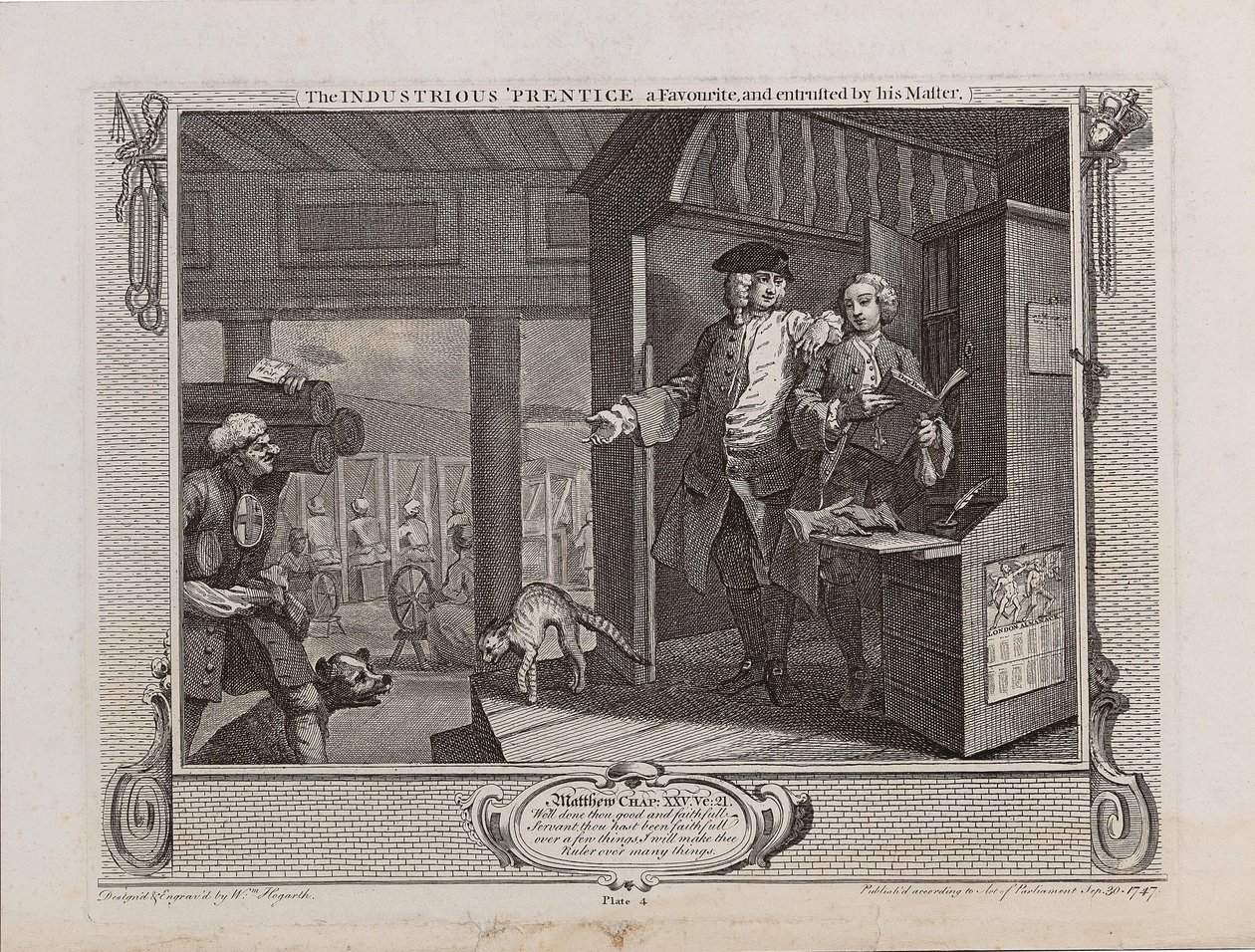 Der fleißige Lehrling ein Favorit und vom Meister vertraut, 1747 von William Hogarth