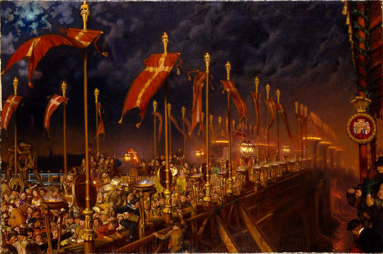 London Bridge in der Nacht der Hochzeit des Prinzen und der Prinzessin von Wales, 1863 von William Holman Hunt