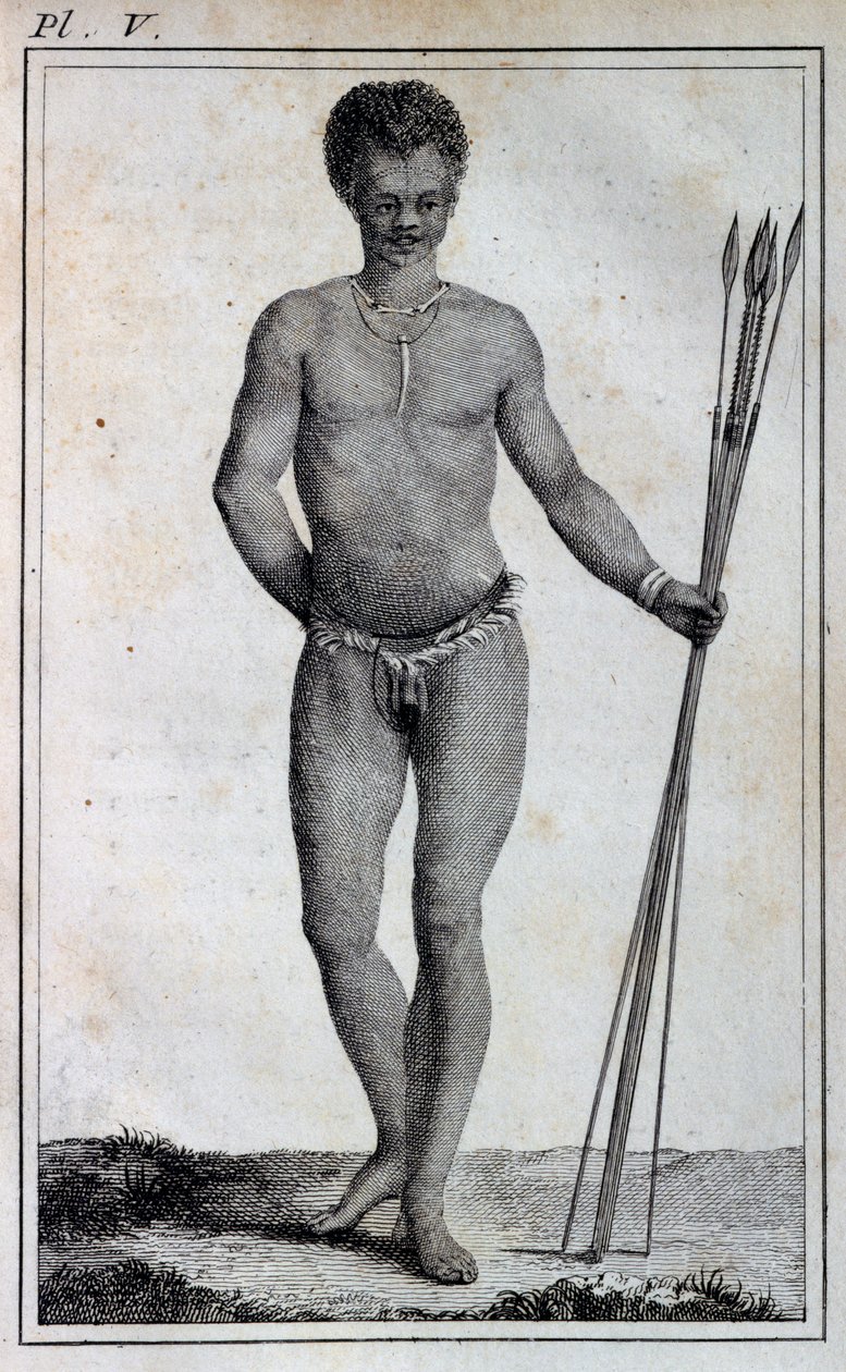 Khoikhoi-Mann (Hottentotte), aus Reisen von Le Vaillant ins Innere Afrikas über das Kap der Guten Hoffnung, in den Jahren 1783 von William Home Lizars