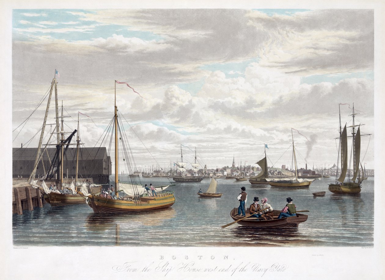 Boston, vom Schiffshaus, Westende des Navy Yard, ca. 1833 von William James Bennett