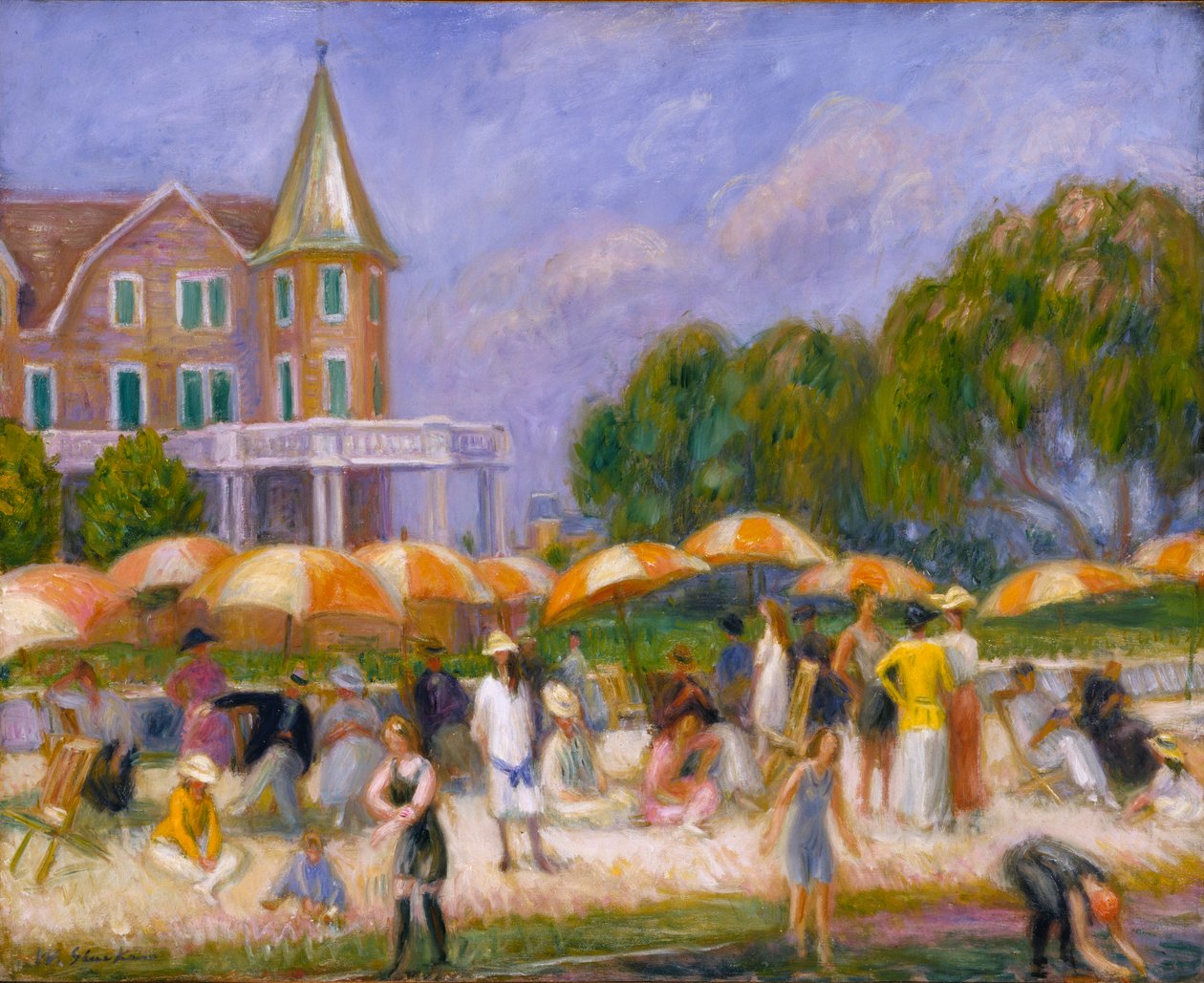 Strandsonnenschirme in Blue Point, ca. 1915 von William James Glackens