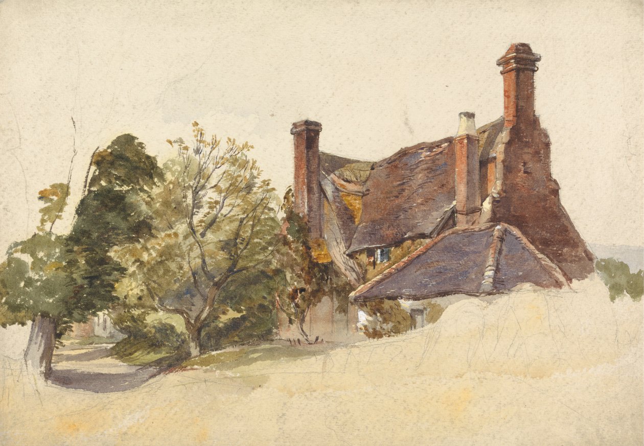 Studie eines Cottages an einem Weg von William James Muller
