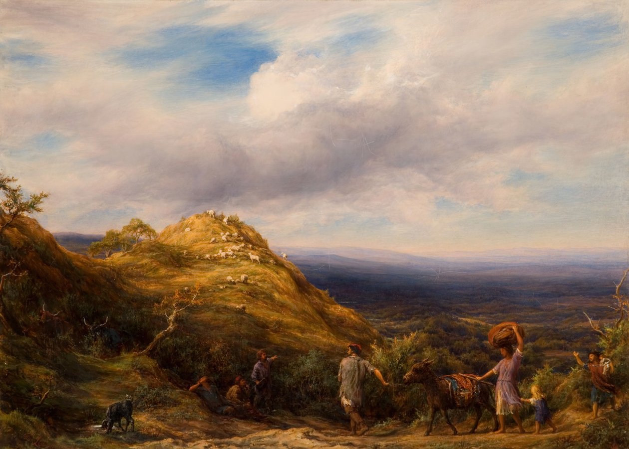 Ein bewaldetes Tal und Hügel, 1865 von William Linnell