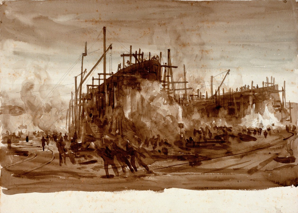 Eisenschiffe im Bau von William Lionel Wyllie