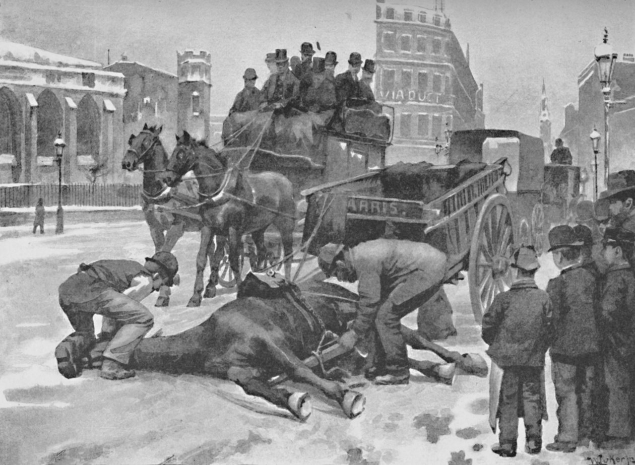 Holborn Viadukt - Ein rutschiger Tag, 1891 von William Luker