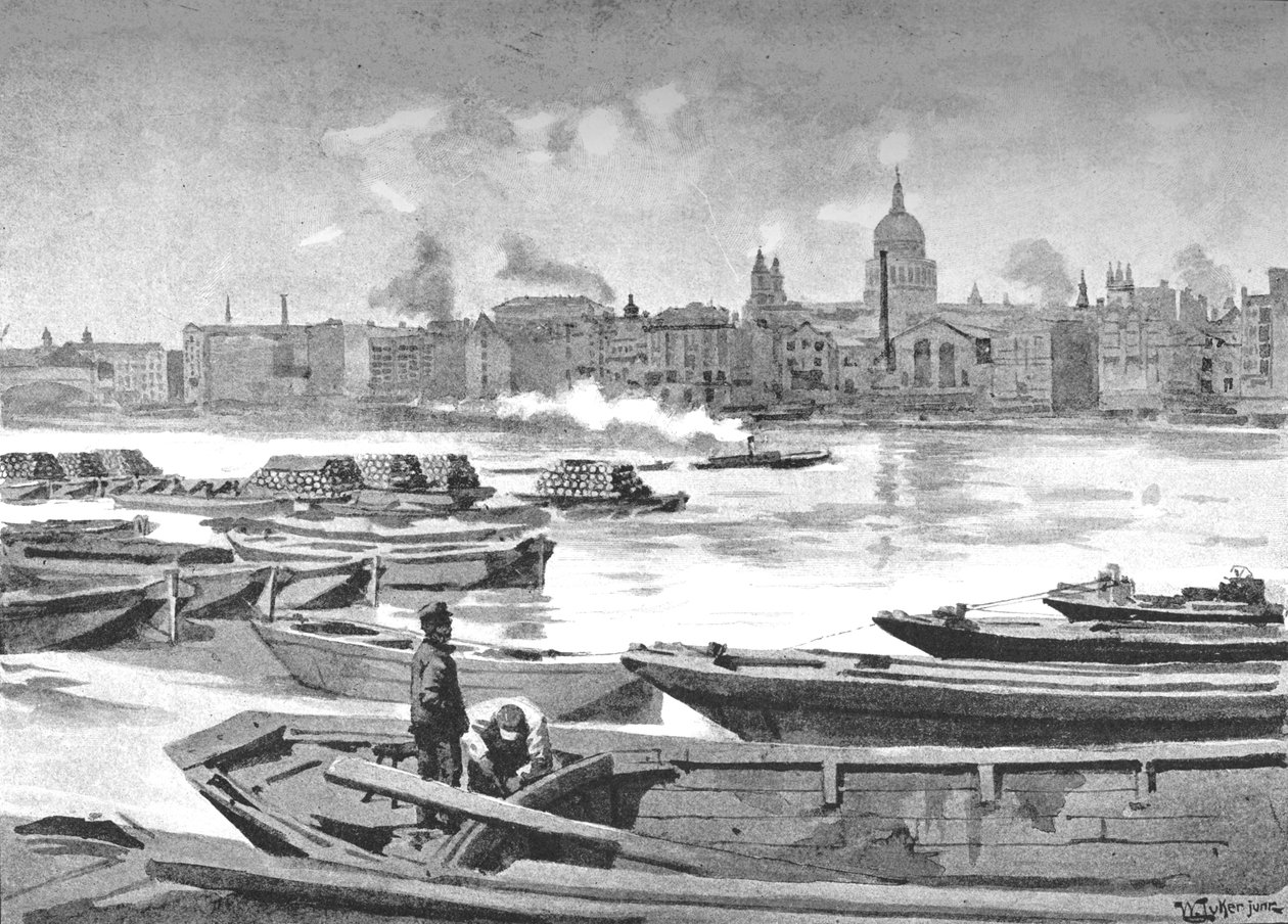 St. Pauls Kathedrale vom Südufer des Flusses, 1891 von William Luker